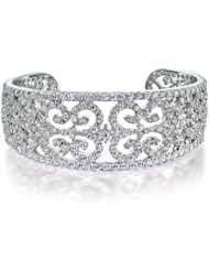 Bling Jewelry Great Gatsby Inspired Deco CZ Bridal Cuff Bangle Bracelet 8in
