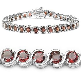 11.90 Carat Genuine Garnet Rounds Silver Bracelet by JewelzDirect