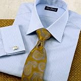 Luxury 140s Fine Line Stripe French Cuff Dress Shirt