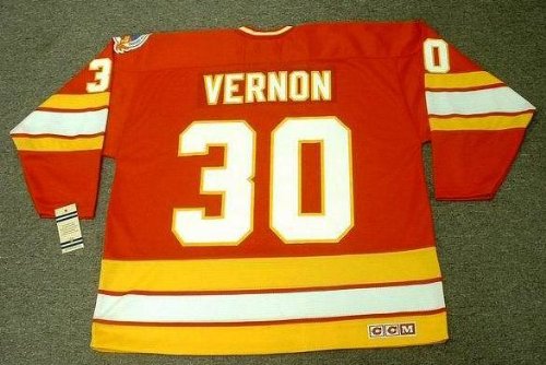 MIKE VERNON Calgary Flames 1989 CCM Vintage Throwback Away NHL Hockey Jersey, MEDIUM