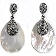 Marcasite with White Mother of Pearl Earrings, Size: 39mm