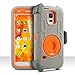 Samsung Galaxy S5 Case, Galaxy S5 Case, BENTOBEN Hybrid Protective Soft&Hard Case with Rotating Kickstand Belt Clip Holster Cover Case for Samsung Galaxy S5 S V I9600 GS5 All Carriers, Gray/Orange