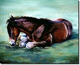 IMAGE OF Dozing Foal by Janet Crawford - Equine Horse Art Ceramic Accent Tile 8