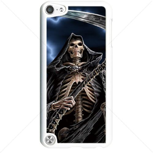 Skull Death Grim Reaper Apple iPod Touch iTouch 5th Generation Hard Plastic Black or White cases (White)