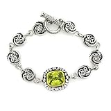 2-tone Designer-Inspired Bracelet w/Peridot CZs