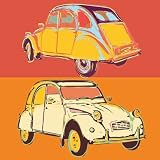 Neer, Rod Citroen 2CV squared Pop-Art Kunstdruck Bild
