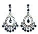 Earrings - E67 - Crystal Oval Chandelier ~ Clear AB and Black