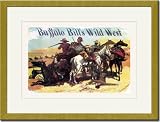Gold Framed/Matted Print 17x23, Buffalo Bill: Besieged Cowboys
