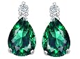 2.56 cttw 14K White Gold AAA Created Emerald and Genuine Diamond Drops Earring in 14k White Gold