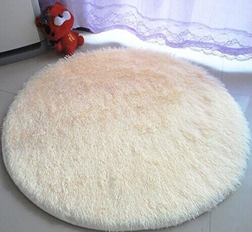 Igirls Round 47.5",Princess Your Daughter's Room!Cute bright Shaggy Area Rugs Ultra Soft Living Room Rugs Carpet Bedroom Rug (White)