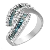 Ring With 1.10ctw Genuine Diamonds Made of 14K White Gold. Total item weight 6.1g - Size 7 (Size 7)