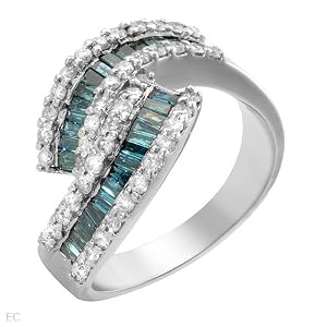 Ring With 1.10ctw Genuine Diamonds Made of 14K White Gold. Total item weight 6.1g - Size 7 (Size 7)