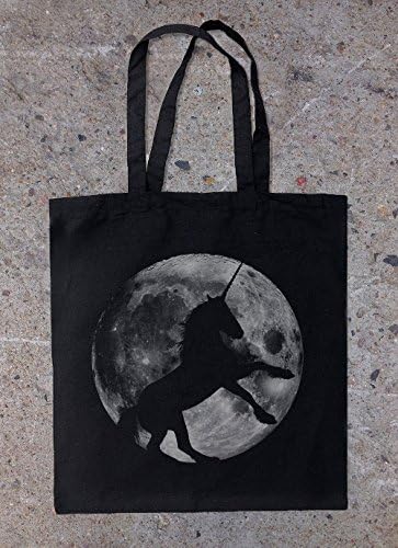 Unicorn and Full Moon - Cotton Canvas Tote Bag