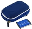 rooCASE 2n1 Nylon Hard Shell (Dark Blue) Case with Memory Foam and NP-FT1 680mAh Li-Ion Battery for Sony Cybershot DSCL1 Digital Camera Black