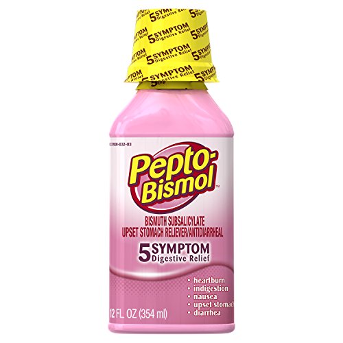 Pepto-Bismol 5 Symptom Relief Including Upset Stomach and Diarrhea Original Flavor Liquid, 12 Ounce