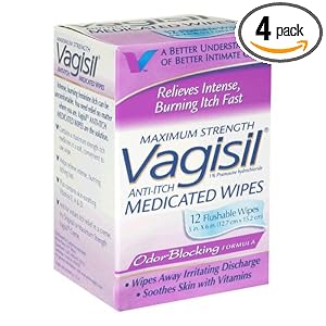 Vagisil Wipes Anti-Itch medicati, massima resistenza, 12 Wipes (Pack di 4)