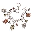 Tri Tone Turtle Charm Link Toggle Bracelet Fashion Jewelry