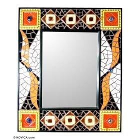 Mirror, 'Retro Flame' by Novica