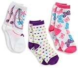 Jacques Moret Girls 7-16 Charms Jewelry Pattern 3 Pack Anklet Socks, Multi, 6-8.5