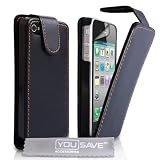 Coque Iphone 4s Flip Cuir Et écran Protection - Noir