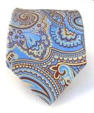 100% Silk Woven Powder and Brown Paisley Tie