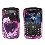 Purple Heart Snap on Hard Skin Faceplate Cover Case for Blackberry Curve 8900 + Belt Clip