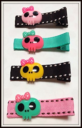 Cute Skeleton Hairbow Toddlers Girls Teens Mommies Skull Clippie Halloween