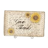 Grasslands Road Indian Summer Give Thanks Platter 10-Inch by 16-Inch with Stand