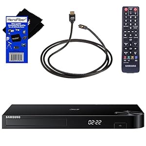 Samsung BD-H5900 Wi-Fi and 3D Blu-ray Disc Player with Remote Control + High-Speed HDMI Cable with Ethernet + HeroFiber® Ultra Gentle Cleaning Cloth from Samsung