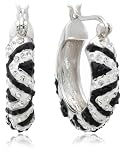 Sterling Silver Black and White Crystal Hoop Earrings by David Sigal