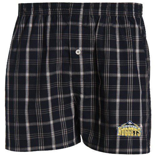 NCAA Denver Nuggets Navy Blue Plaid Genuine Boxer Shorts (Small)