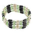 Magnetic Wrap Necklace/Bracelet - Green with Freshwater Pearls - 36 Inch in Length