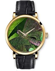 SPRAWL Aanalog Fashion Series Gold Ladies Watches of Genuine Black Leather Strap,Unique Wrist Watch for Women Girls Designed with Butterfly with green dots
