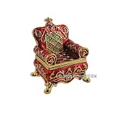 Miniature Throne Chair Jewelry Trinket Box Bejeweled Red