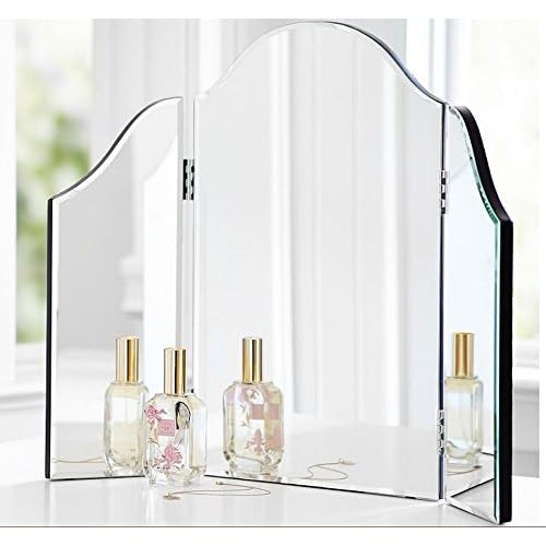 Review Bathroom Counter Trifold Vanity Table Mirror Bedroom Dresser Makeup Folding Mirror Tri Fold Mirrored Glass Dixlinecavtaw