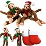 2008 Two Christmas Slingshot Flying Monkey, Plus Two Free Socks