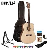 ESP LTD XTONE D-6 Natural Satin Acoustic Guitar Kit - Strap, Stand, ChromaCast Pick Sampler, DVD, Strings, Tuner and Gig Bag