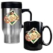Baltimore Orioles MLB Stainless Steel Travel Mug & Black Ceramic Mug Set - Primary Logo by Great American Products