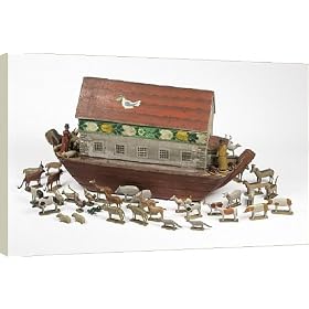 Canvas Prints of Photograph of a Noah`s Ark with figures of Noah and his wife with pigs, sheep, from V and A Images