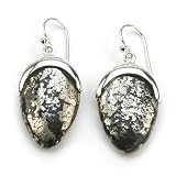 Barse Pyrite Slab Sterling Silver Frenchwire Earrings