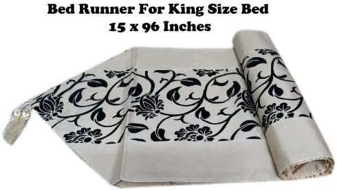 FLORAL FOR KING SIZE BED BEAUTIFUL BED RUNNER 15 INCHES X 96 INCHES by RoyalThaiElephant
