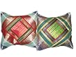 2 Red Green Cream Vintage Silk Sari Toss Pillow Cushion Covers