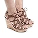 Lace Up Sling Back Faux Corkscrew Platform High Wedge Sandals