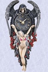 medieval grim reaper end of time clock with fair maiden (Digital Angel Decor)