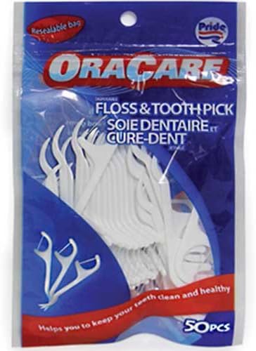 50pcs OraCare Sharp Plastic Tooth Picks w/ Floss