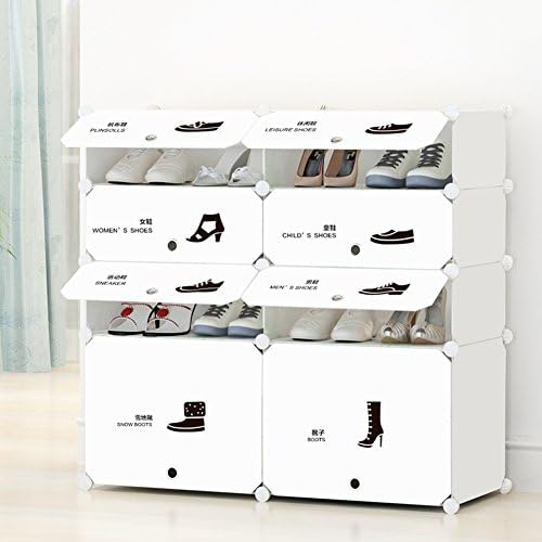 4 Tiers Shoe Rack with Dustproof Door by COSYHOME Closet Shoe Storage Cabinet Organizer White