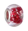 Pandora Style Charm Bead (Z278) Murano Style Lampwork Glass (14mm x 10mm) (fits Troll too) ~ Clear with Red Glitter Core