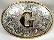SILVER/GOLD PLATED MONOGRAM LETTER "G" BELT BUCKLE