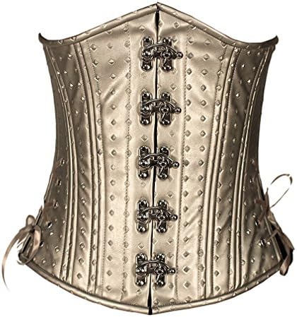 Timeless Trends Steampunk Armor Long Cut Steel Boned Tightlacing Underbust Corset w PopularTops Drawstring Storage Bag Pewter 36
