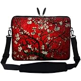 Meffort Inc 17 17.3 inch Neoprene Laptop Sleeve Bag Carrying Case with Hidden Handle and Adjustable Shoulder Strap - Vincent van Gogh Cherry Blossoming